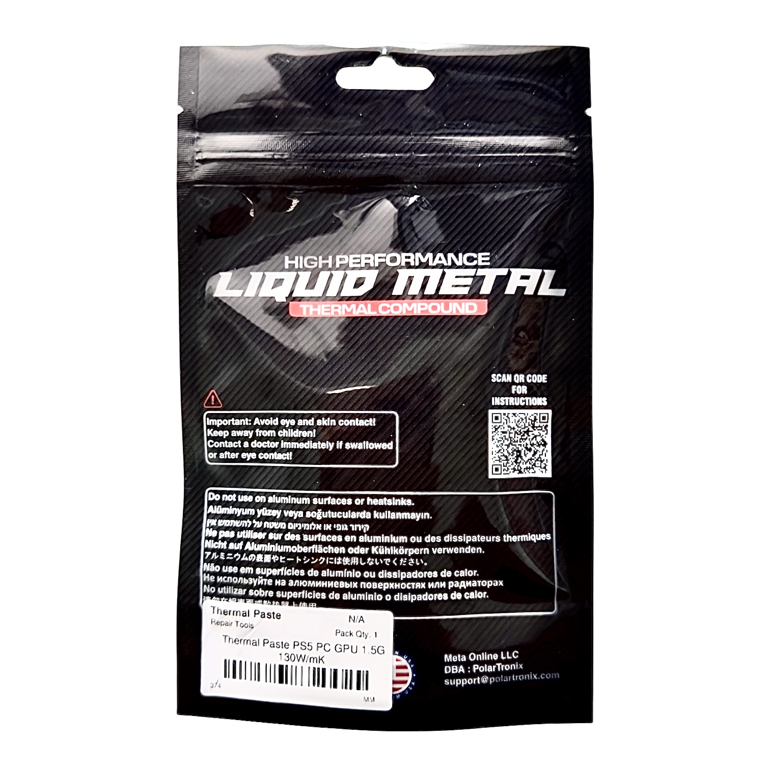 PolarTronix Liquid Metal 1.5 gr 130W:mK (2)